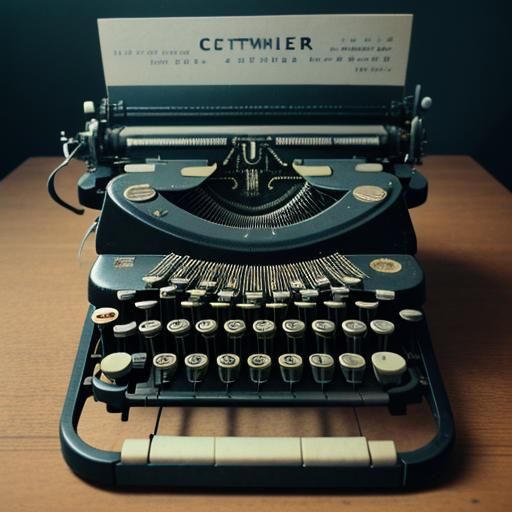 Cinematic Typewriter Film Still in Vintage Style
