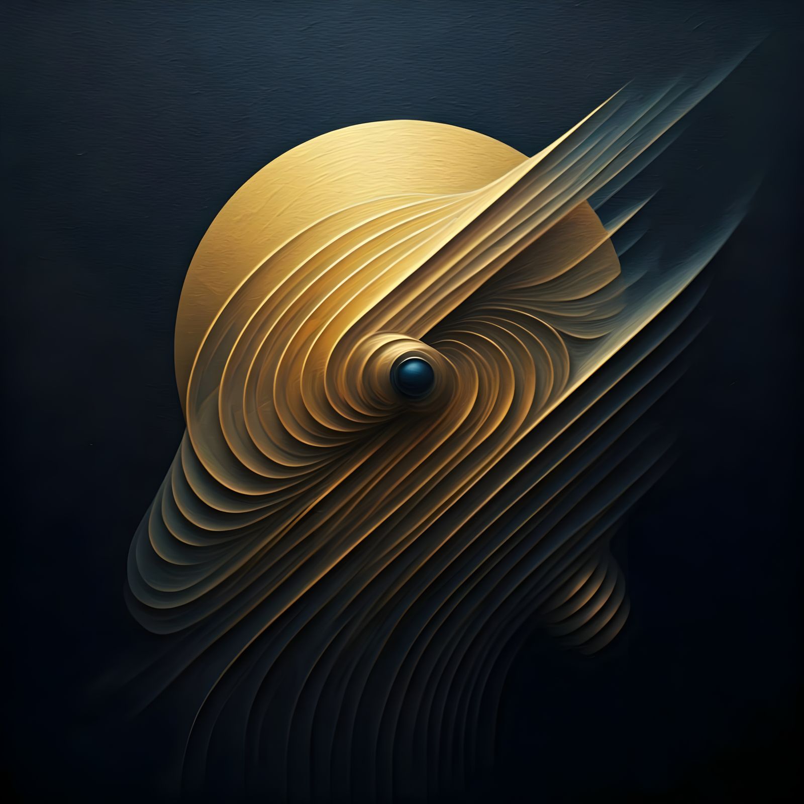 Golden Neo-Cubist Composition with Sacred Geometry