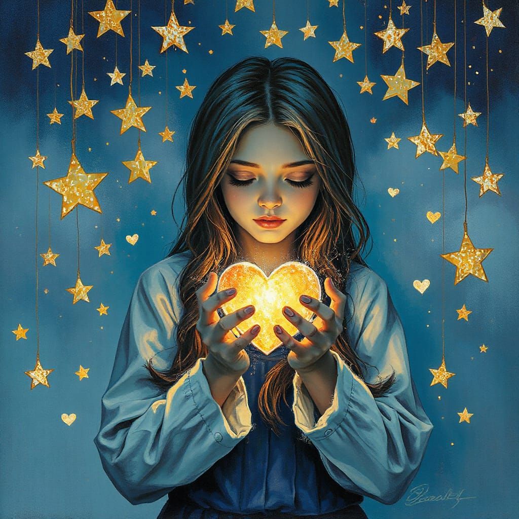 Whimsical Goddess Among Falling Stars in Vibrant Graffiti Ar...