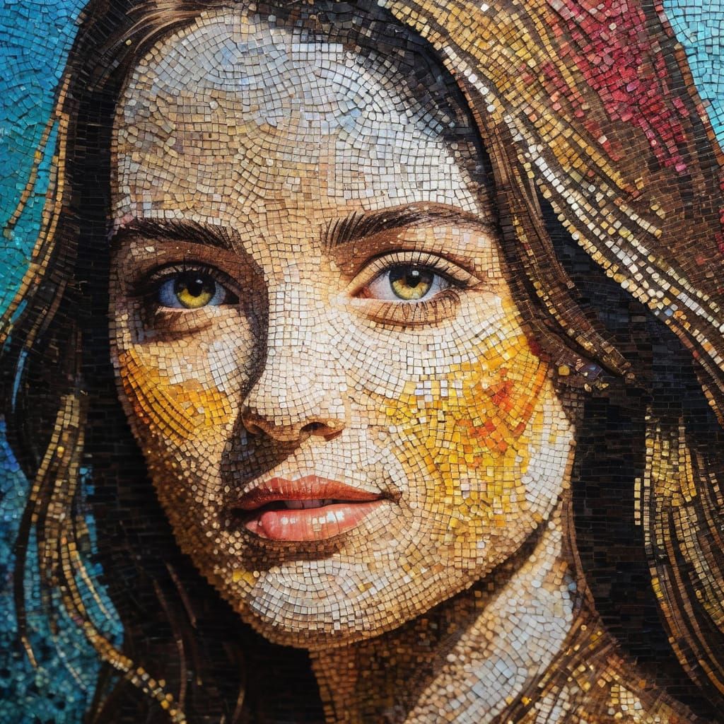 Impressionistic Mosaic Portrait in Pointillism Style