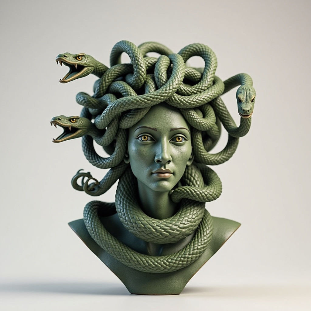 3D Printed Medusa Head with Individual Snakes