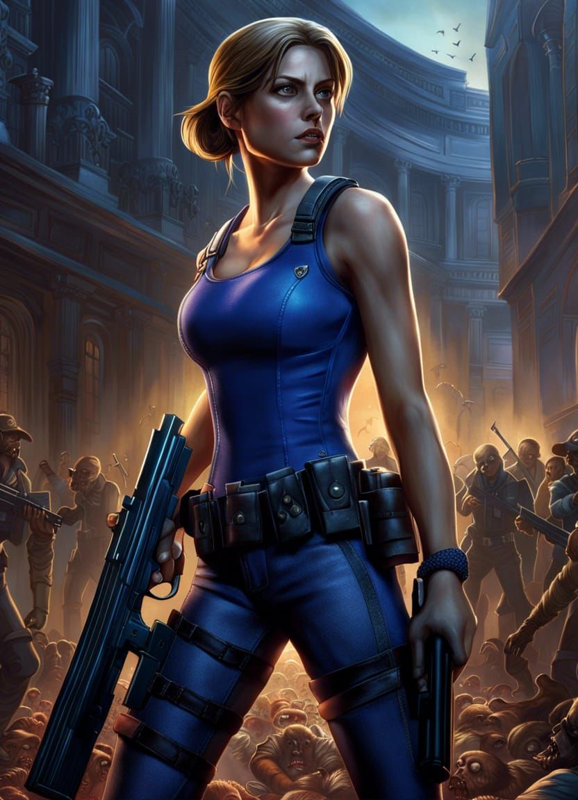 Jill Valentine Zombie Apocalypse: Hyperrealistic Digital Art