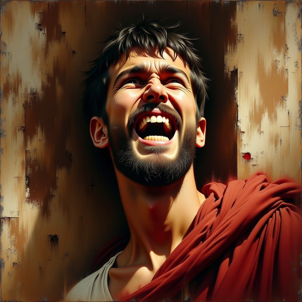 Roman Legionnaire Portrait in Auerbach and Soutine Style