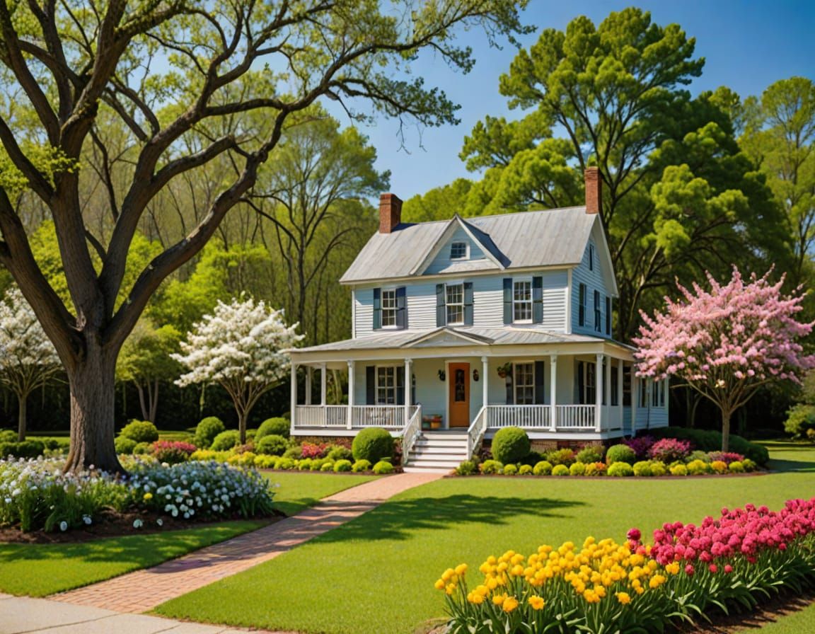 Quaint East Coast Springtime Town