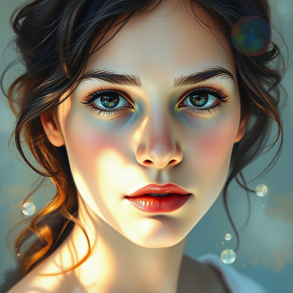 Ethereal Soul Unveiled in Gouache Masterpiece