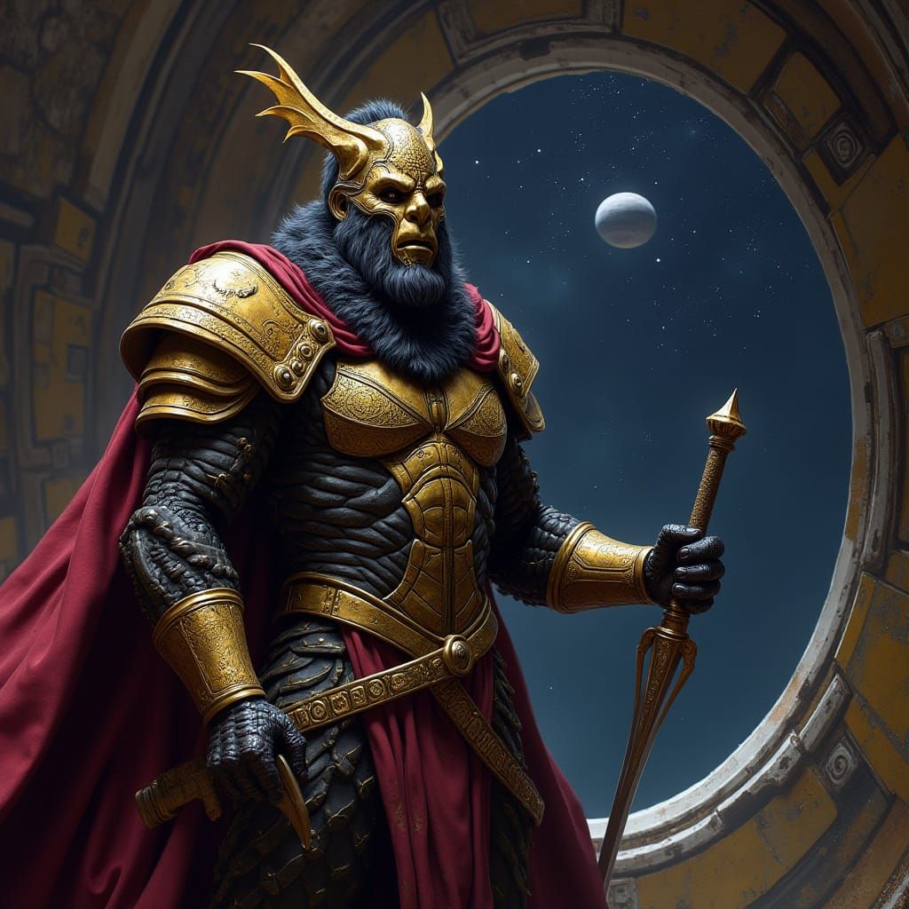 Menacing Klingon Warrior in Starship Viewport