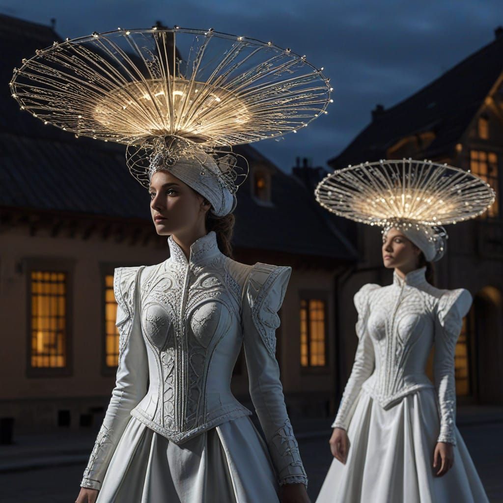 Victorians Gaze Upon Futuristic Metropolis in Cyberpunk Styl...