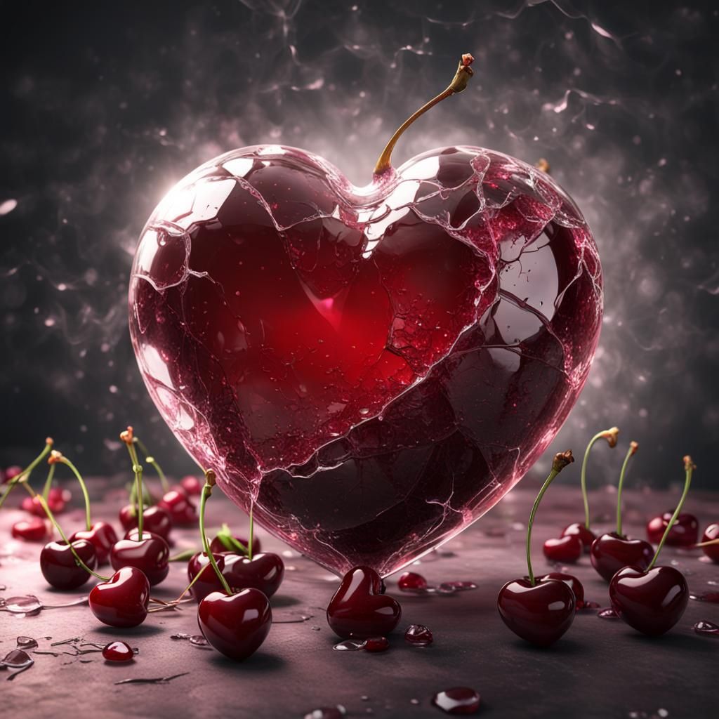 Cracked Glass Heart Love Potion: Detailed Fantasycore Image