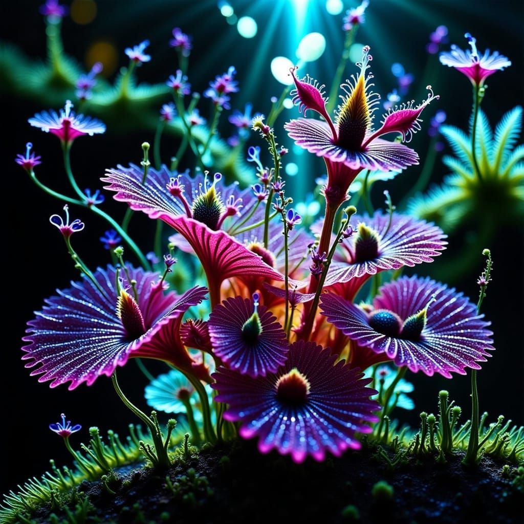 Vibrant Fungal Celebration in a Cosmic Petridish