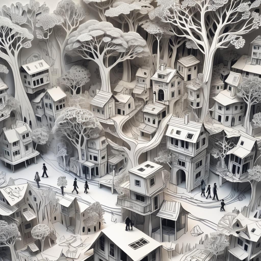 Entangled Paper World: 3D Neurographic Line Art