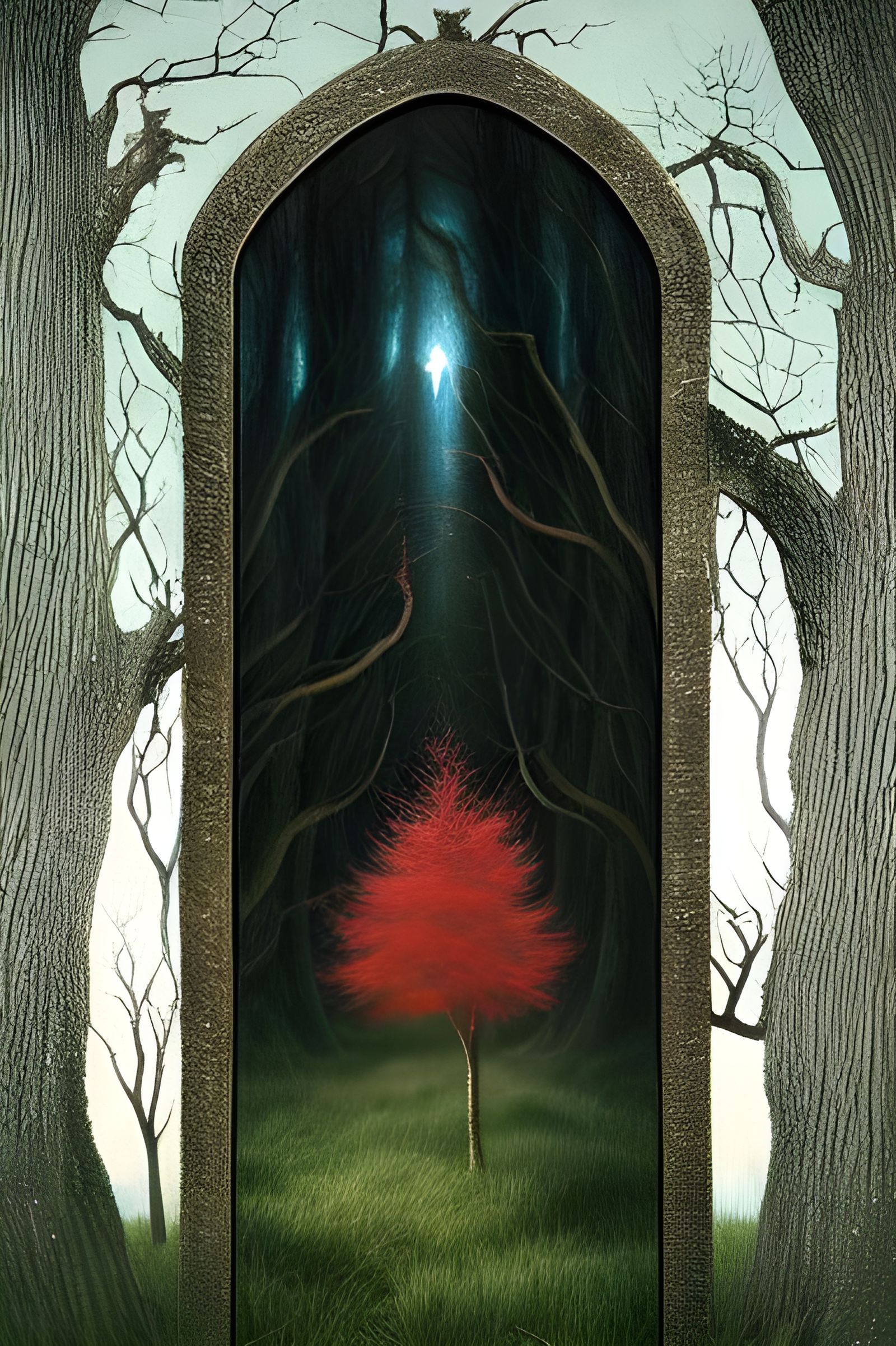 Magic Portal in the Woods: Surreal Digital Art