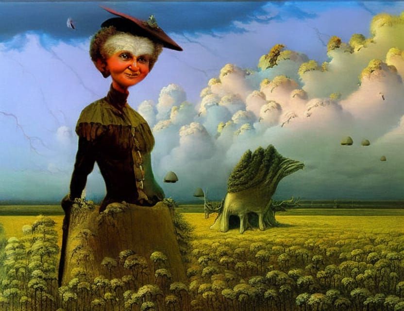 Surreal Portrait Melds with Fractal Nightmare Landscape