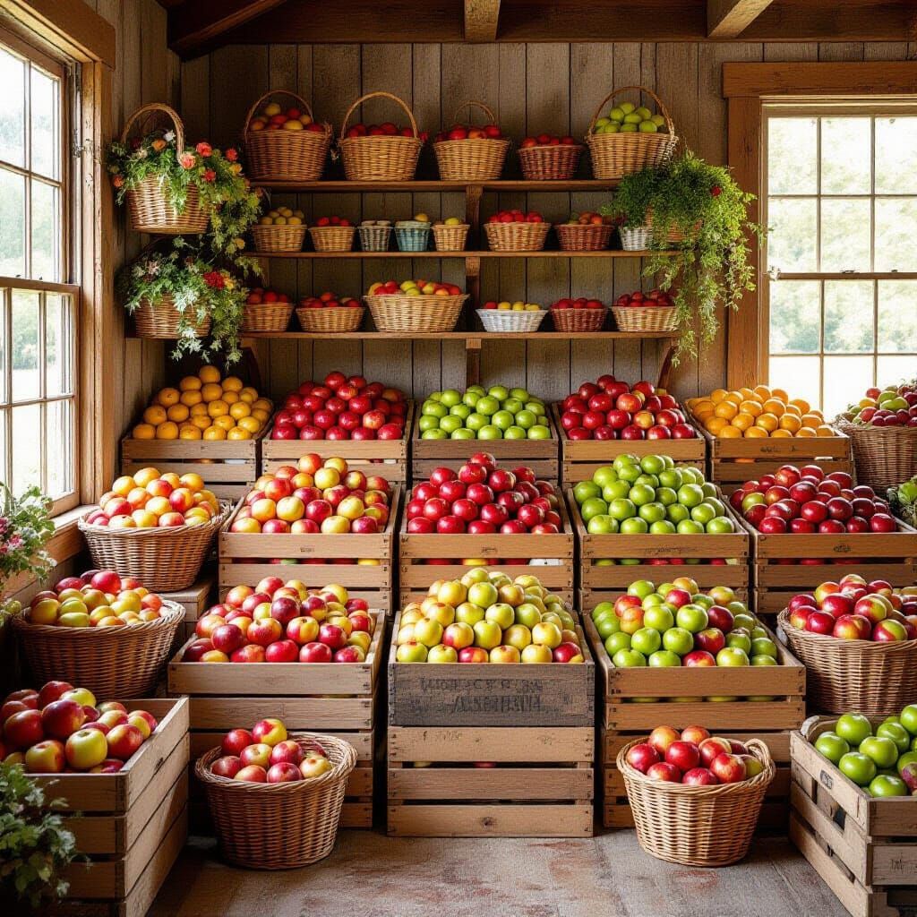 Nostalgic Apple Orchard in Rockwell Style