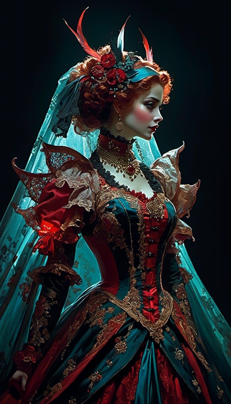 Victorian Vampire Mina Harker in Edward Cucuel Style