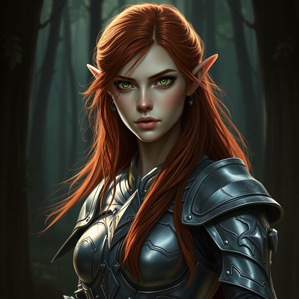 Stunning Female Elf Portrait in Realistic Style