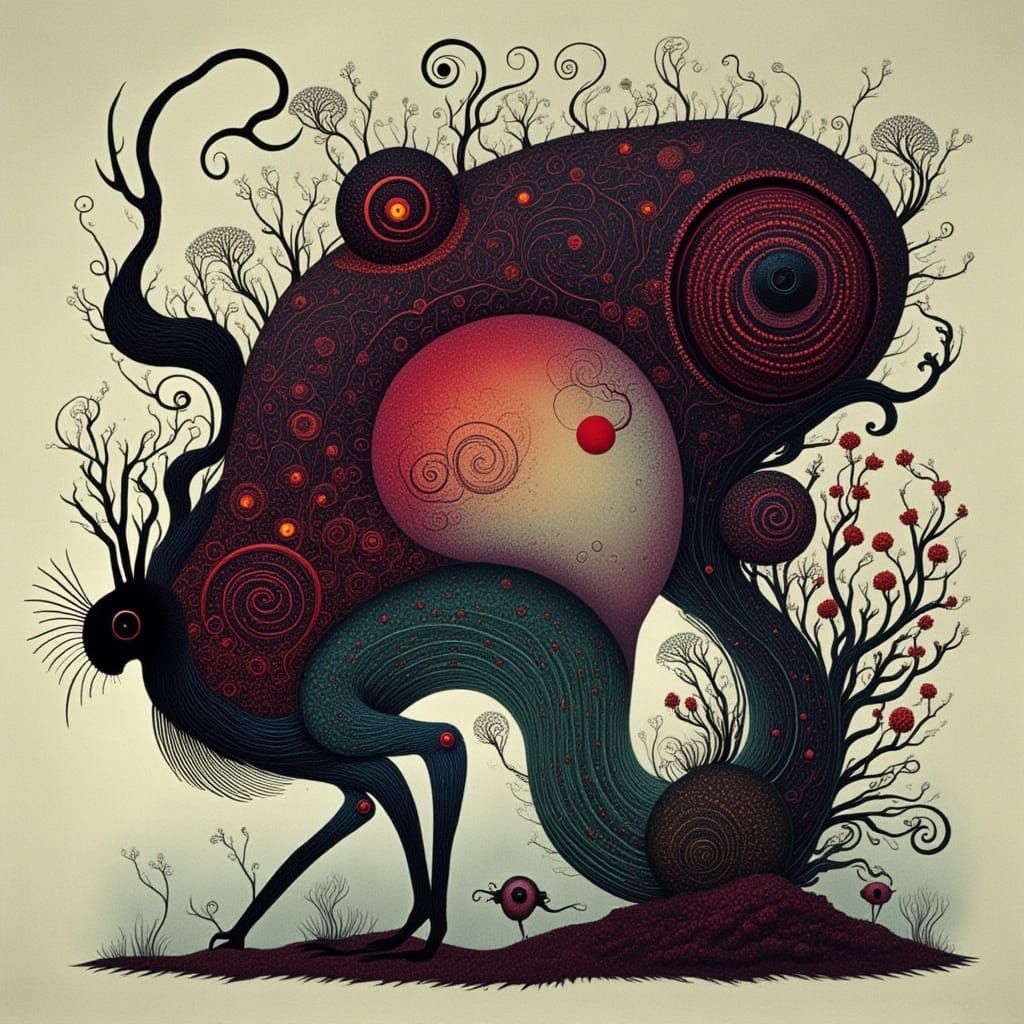 Elegant Dark Floral Arrangement with Intricate Linework