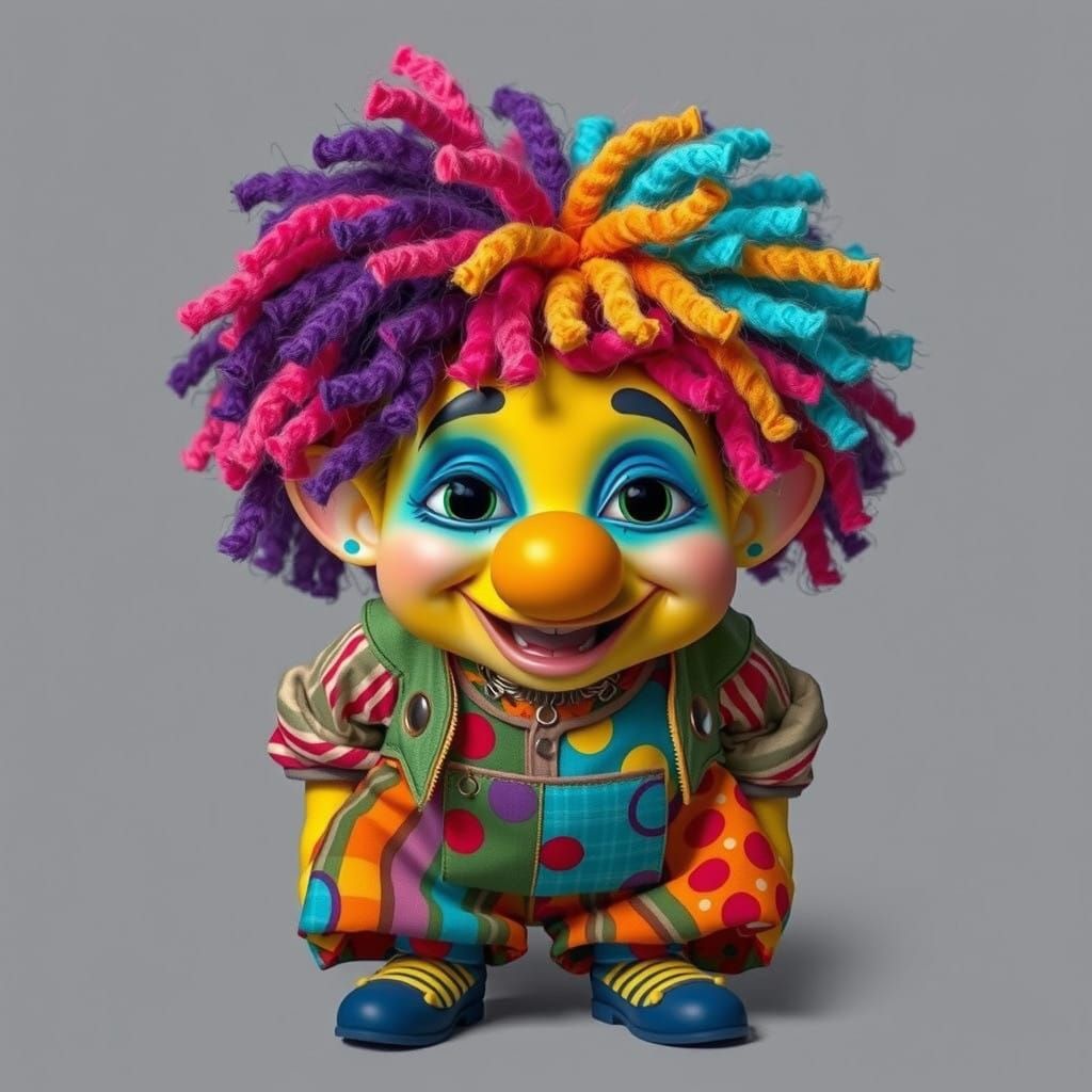 Lovable Alien Creature with Vibrant Hair and Outfit