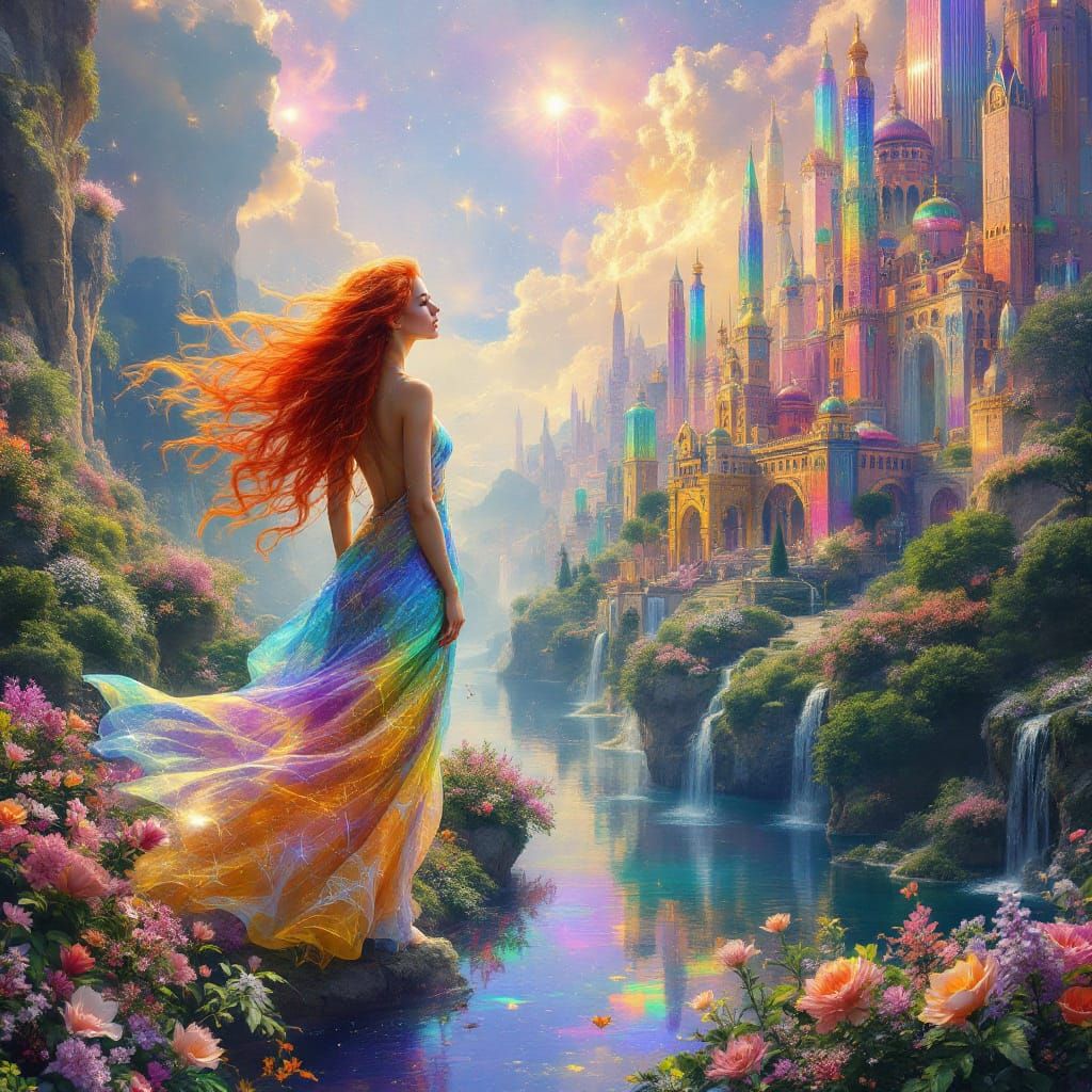 Divine Heir in a Rainbow Aura Crystal World