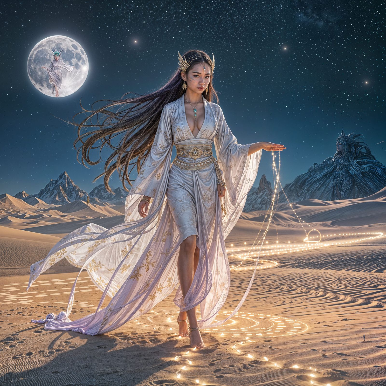 Alien Woman in Violet Moonlight