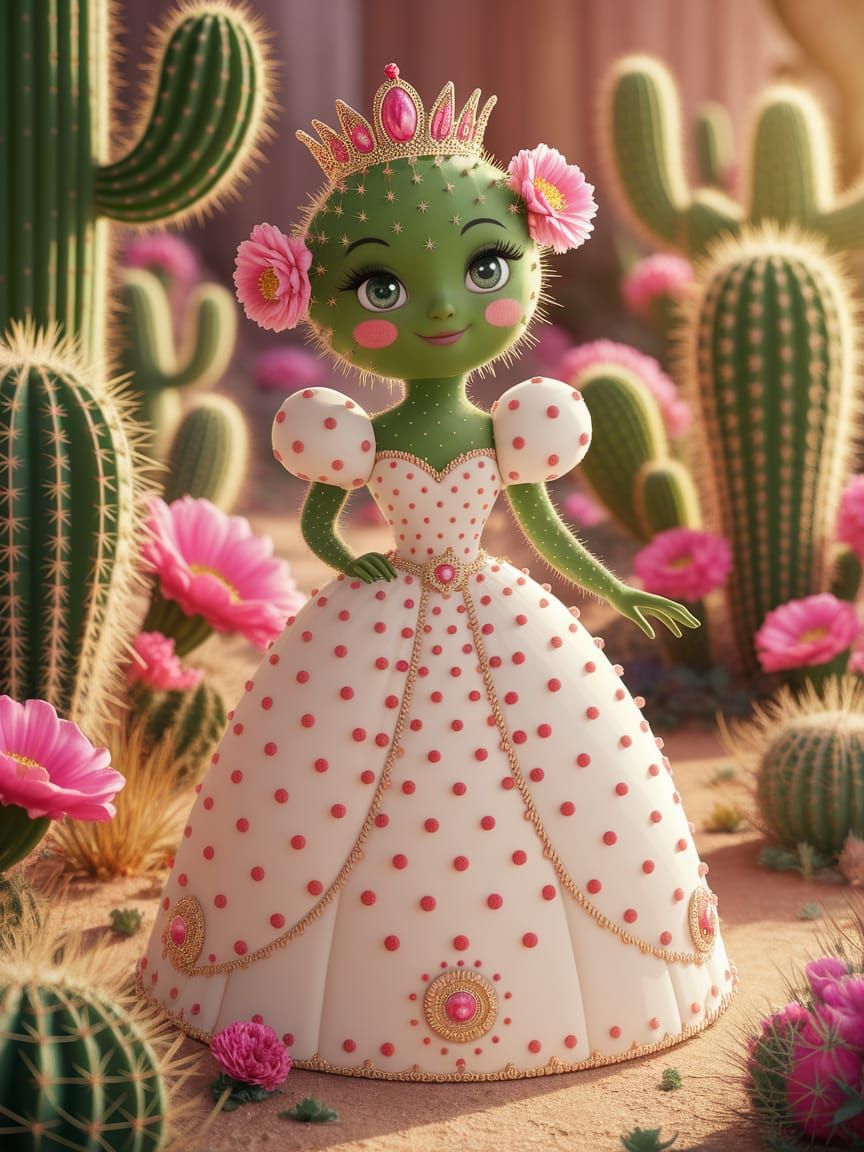 Cactus Princess in Desert Garden Fairytale