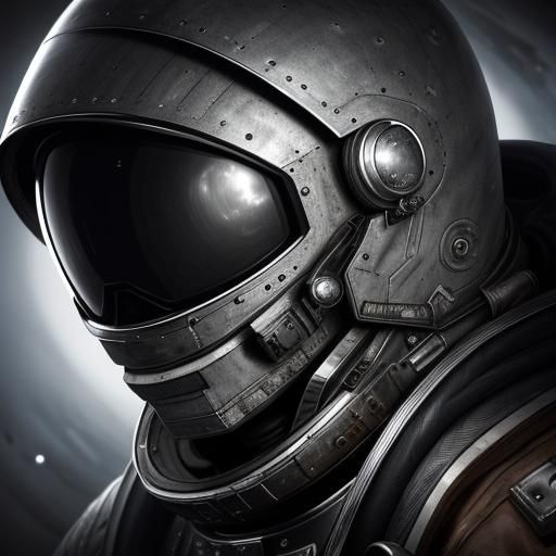 Astronaut Helmet Reflecting Planet, Charcoal Drawing