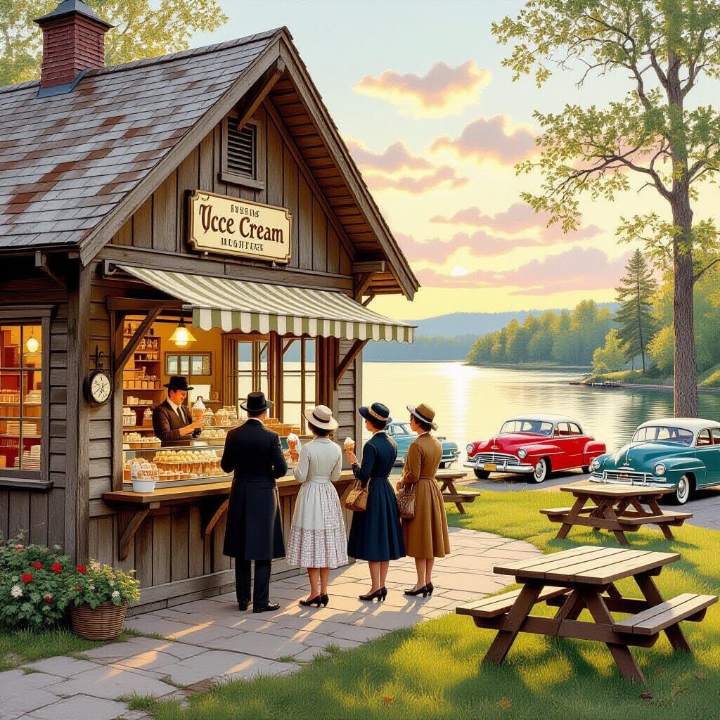 Vintage Ice Cream Parlor by the Lake