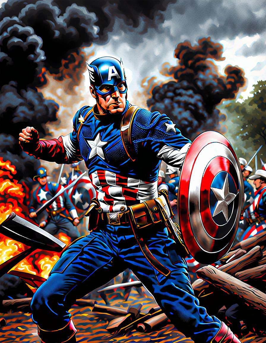 Captain America in Revolutionary War, Photorealistic Image