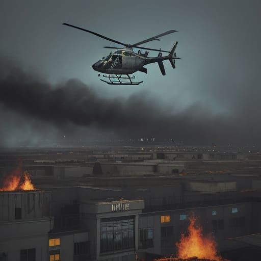 Surreal Casino Siege: An Oil Painting Masterpiece