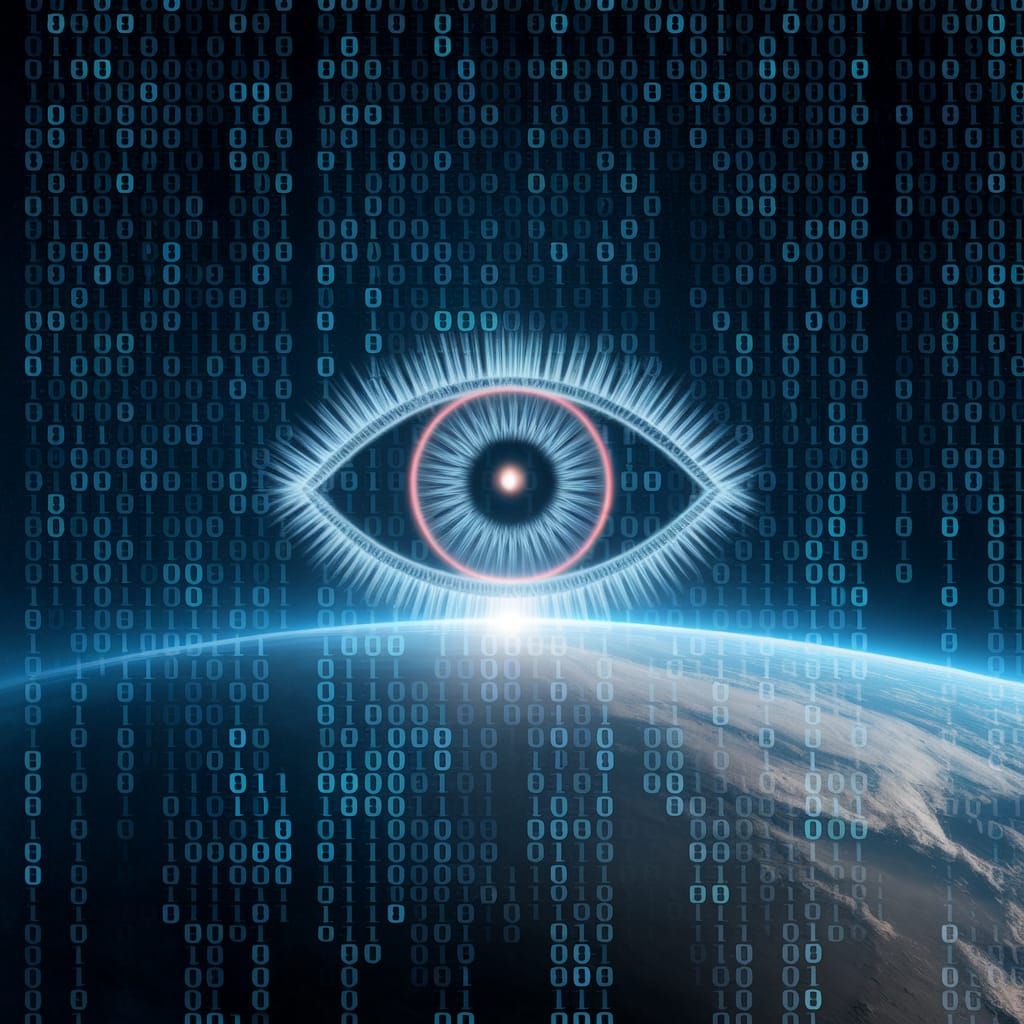 Cosmic Eye Emerges from Neon Matrix Code