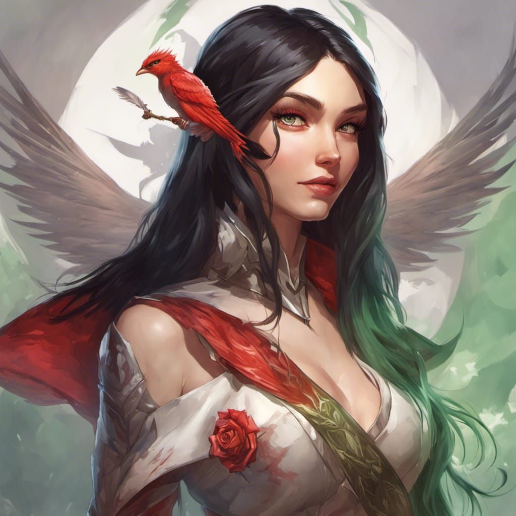 Elf wizard girl with bird familiar