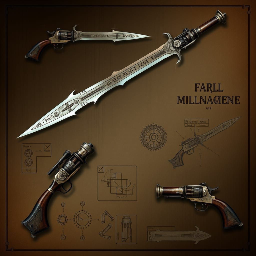Ancient Arcane Trick Sword Meets Flintlock Pistol in Steampu...