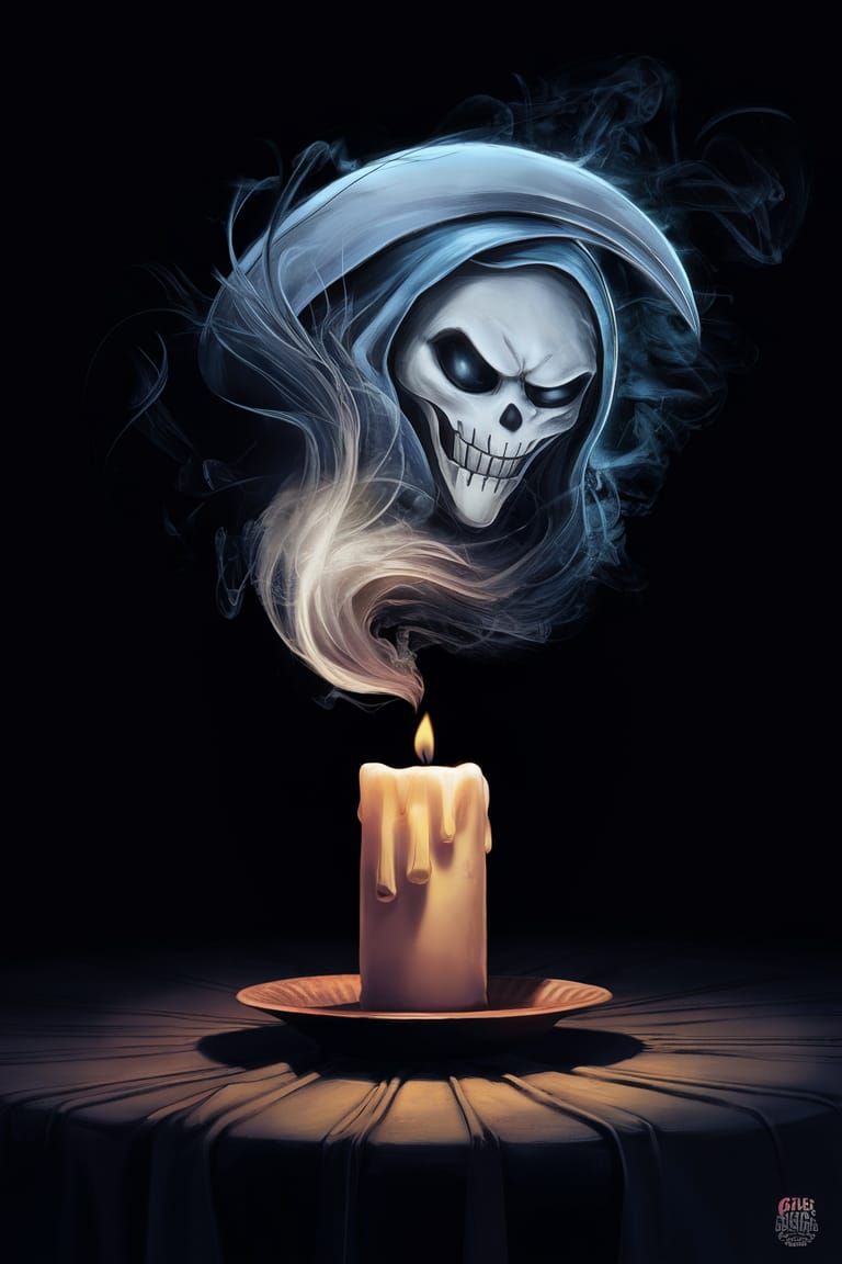 Grim Reaper Candle in Studio Trigger Cel-Shaded Style