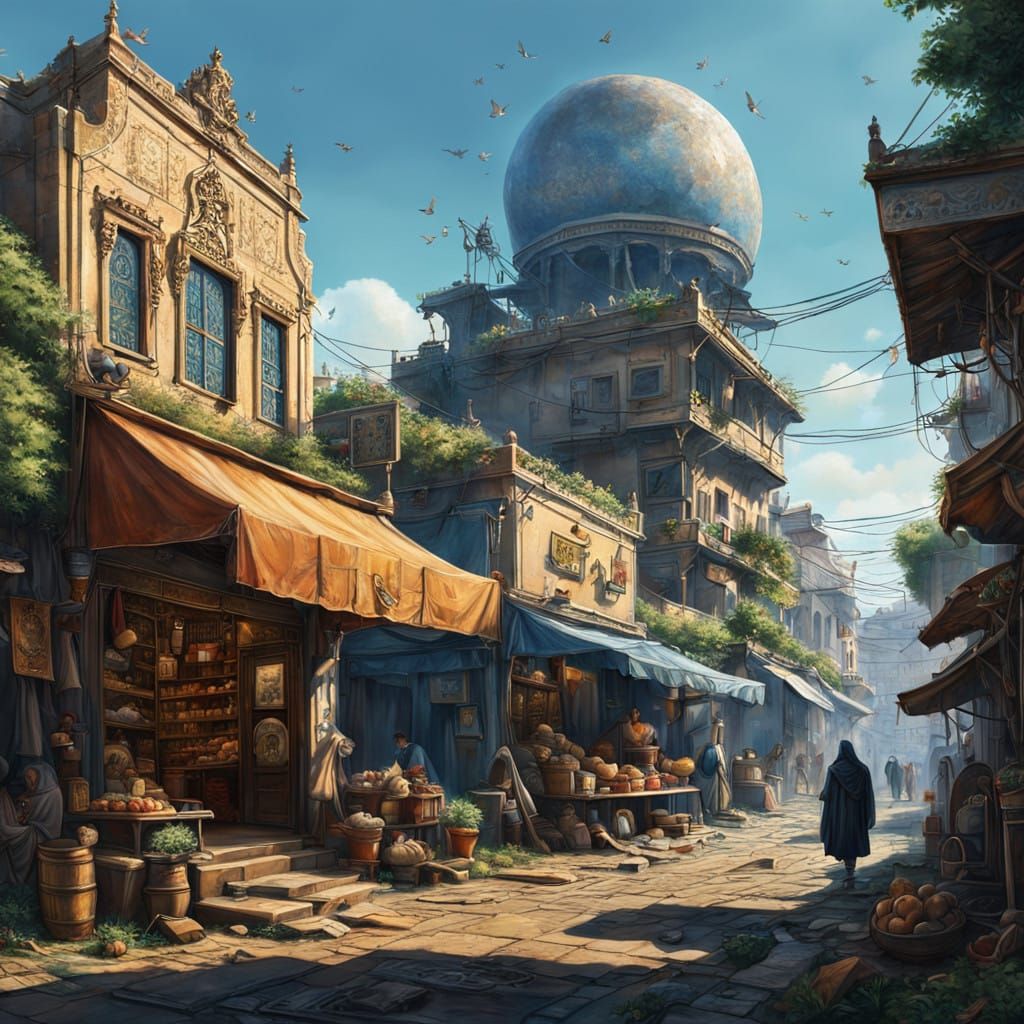 Ancient Israeli Cityscape in Vibrant, Golden Light