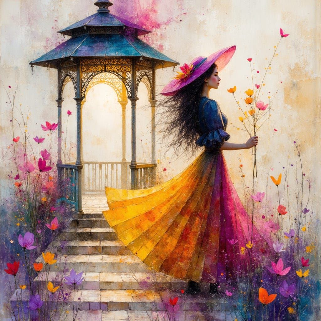 Victorian Gothic Spirit in Lush Landscape