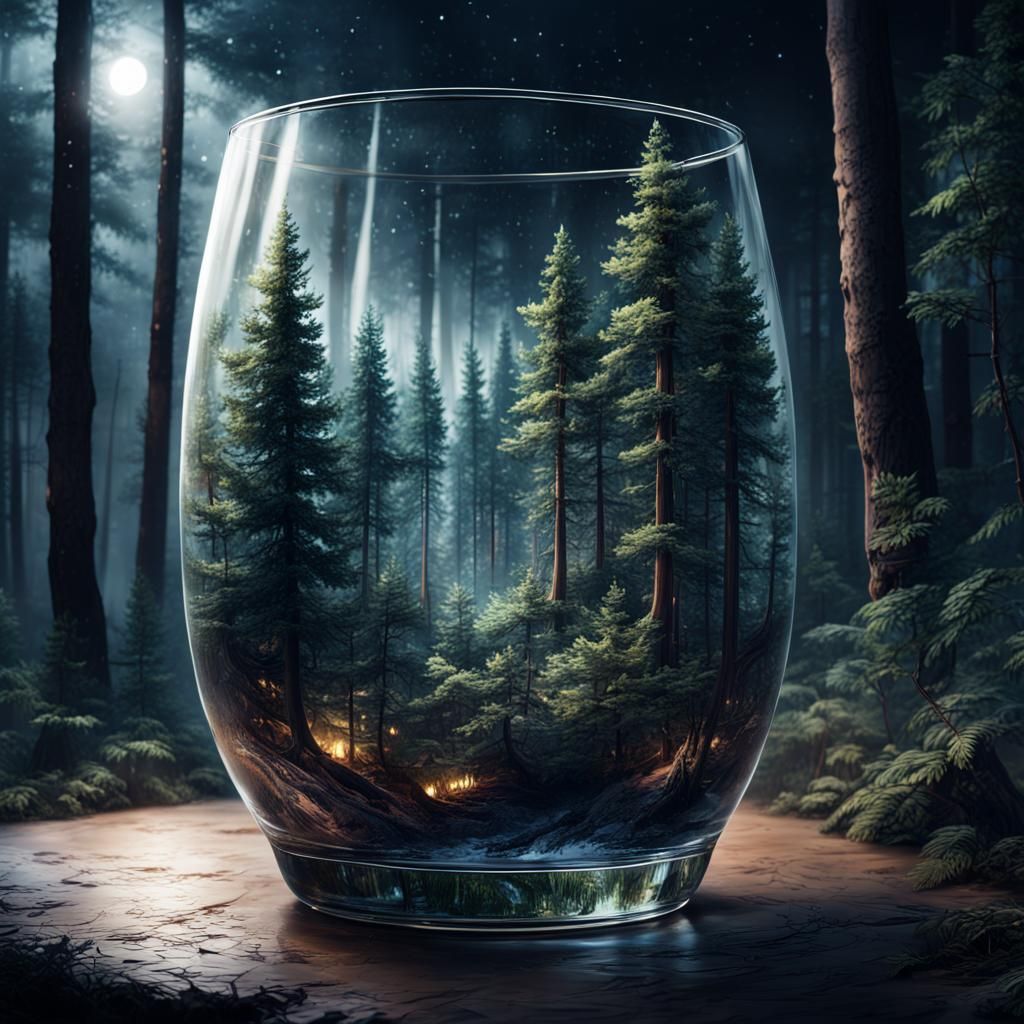 Forest in Glass at Midnight: Digital Matte Painting