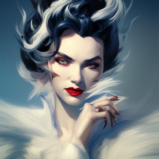 Hyperdetailed Cruella Portrait with Dynamic Lighting