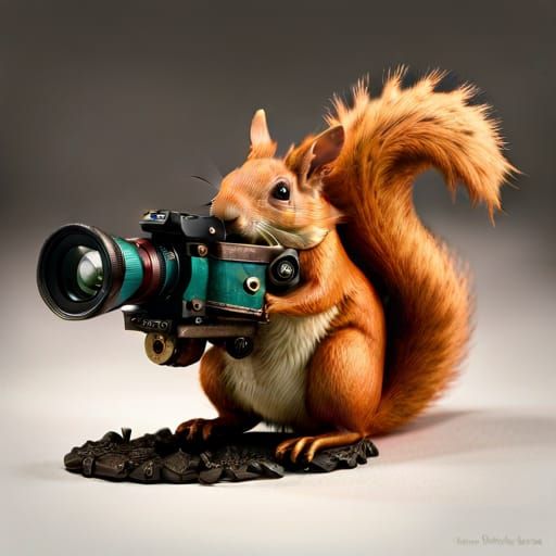 Steampunk Photographer Squirrel, Digital Art