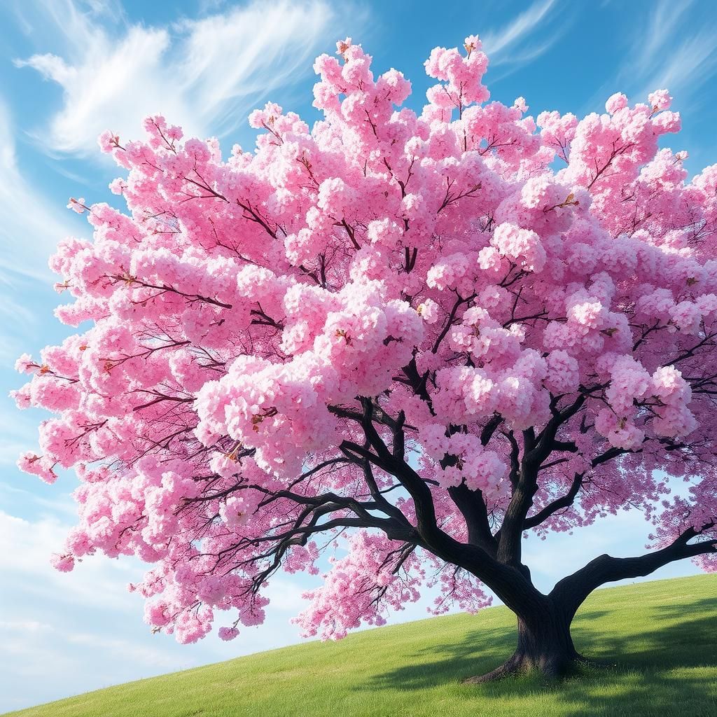 Cherry Tree in Bloom: Impressionist Floral Landscape