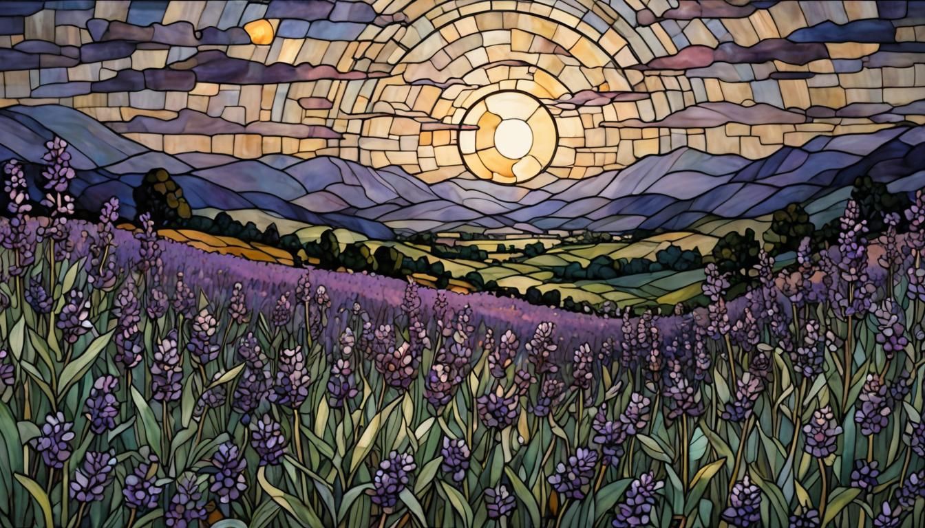 Lavender Fields Under a Full Moon