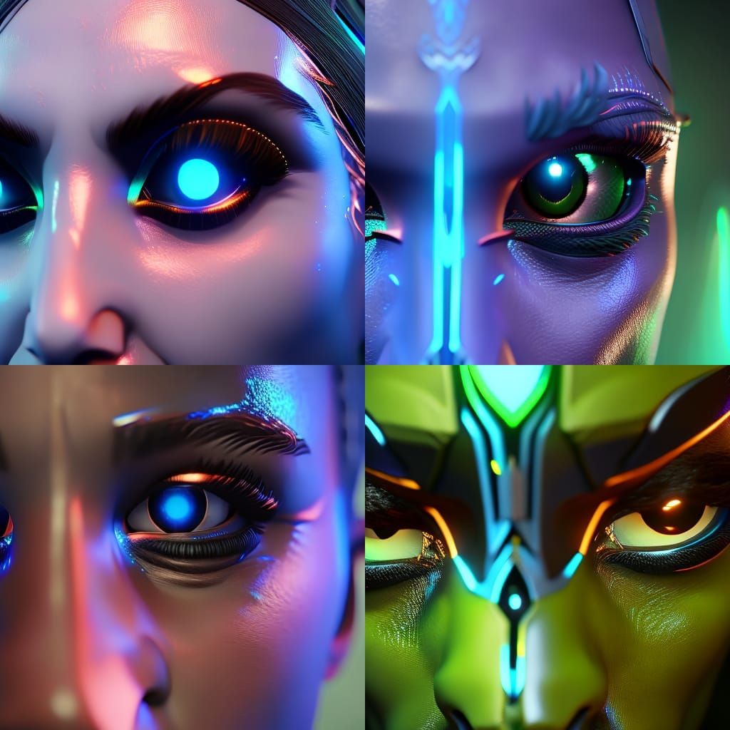 Underwater Na'vi Portrait with Bioluminescent Eyes