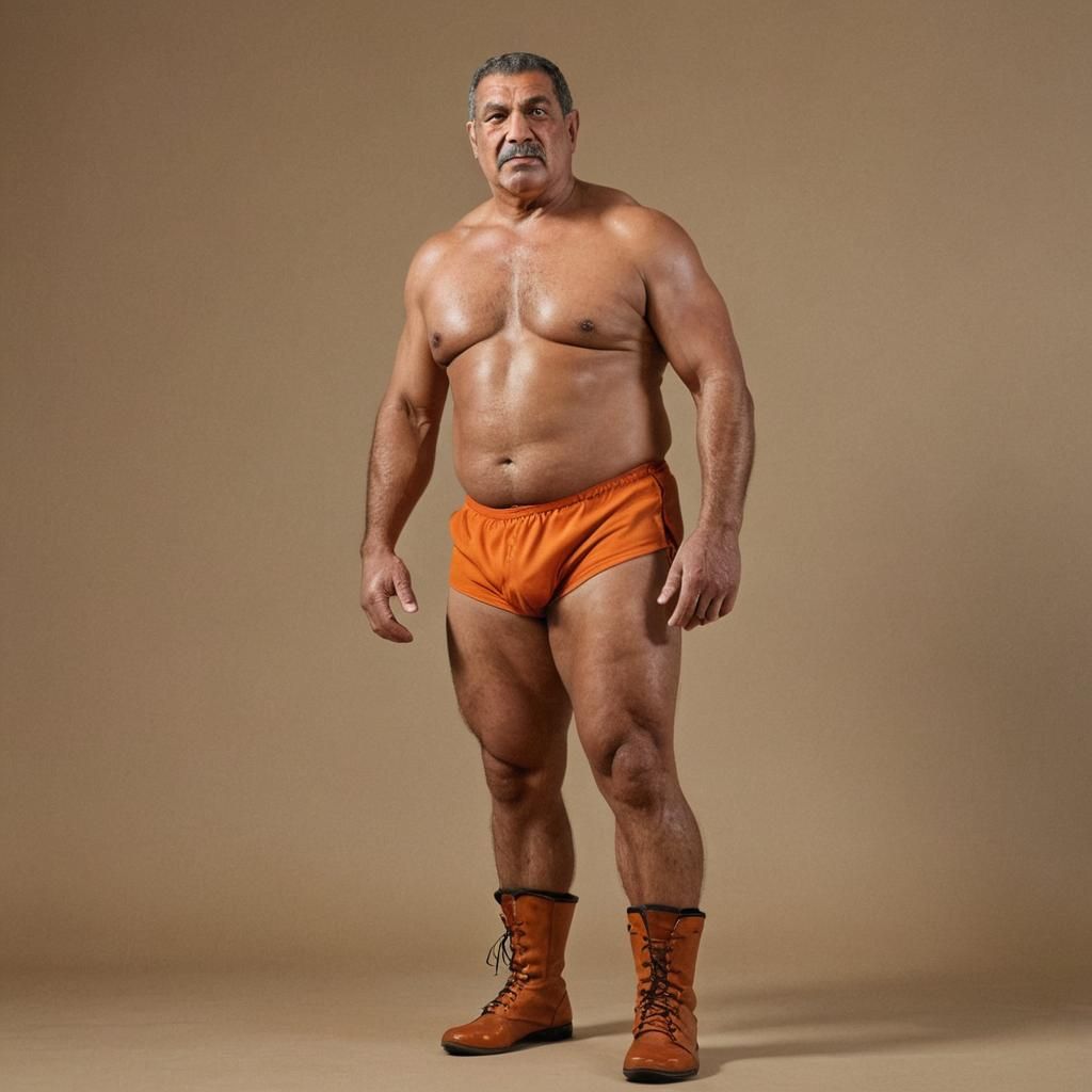 Egyptian Wrestler Posing with Machismo Vigor