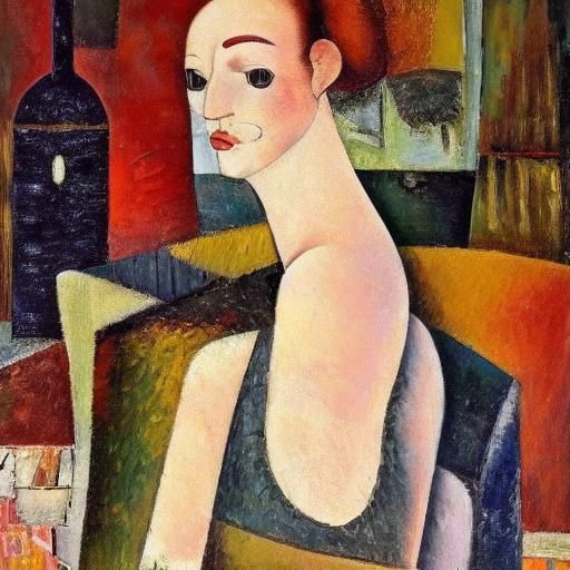 Cat-Centaur Portrait in Cubist Style