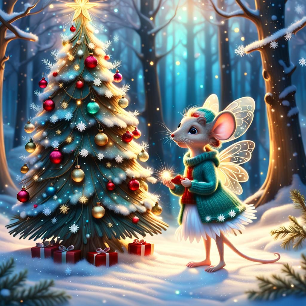 Christmas Fairy and Whimsical Woods in Vibrant 3D Digital Ar...