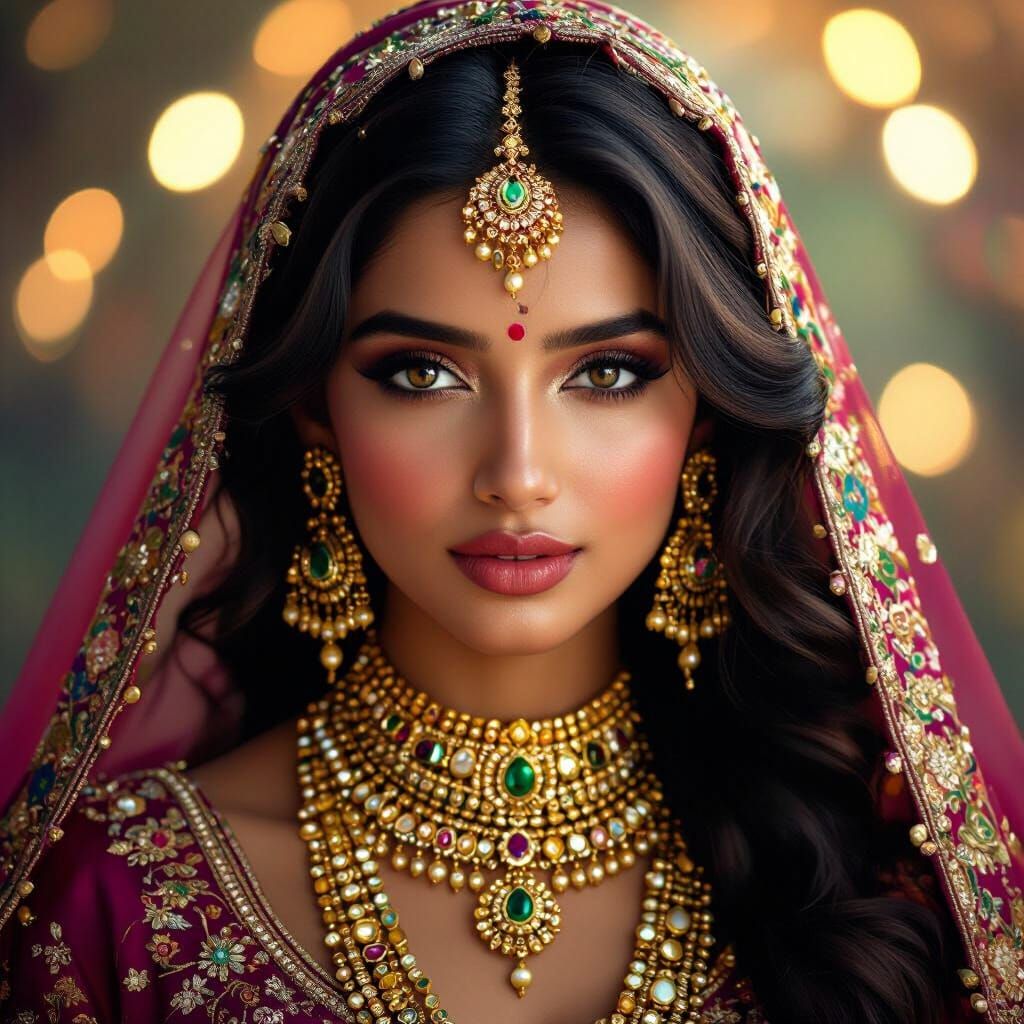 Royal Indian Woman in Ornate Attire