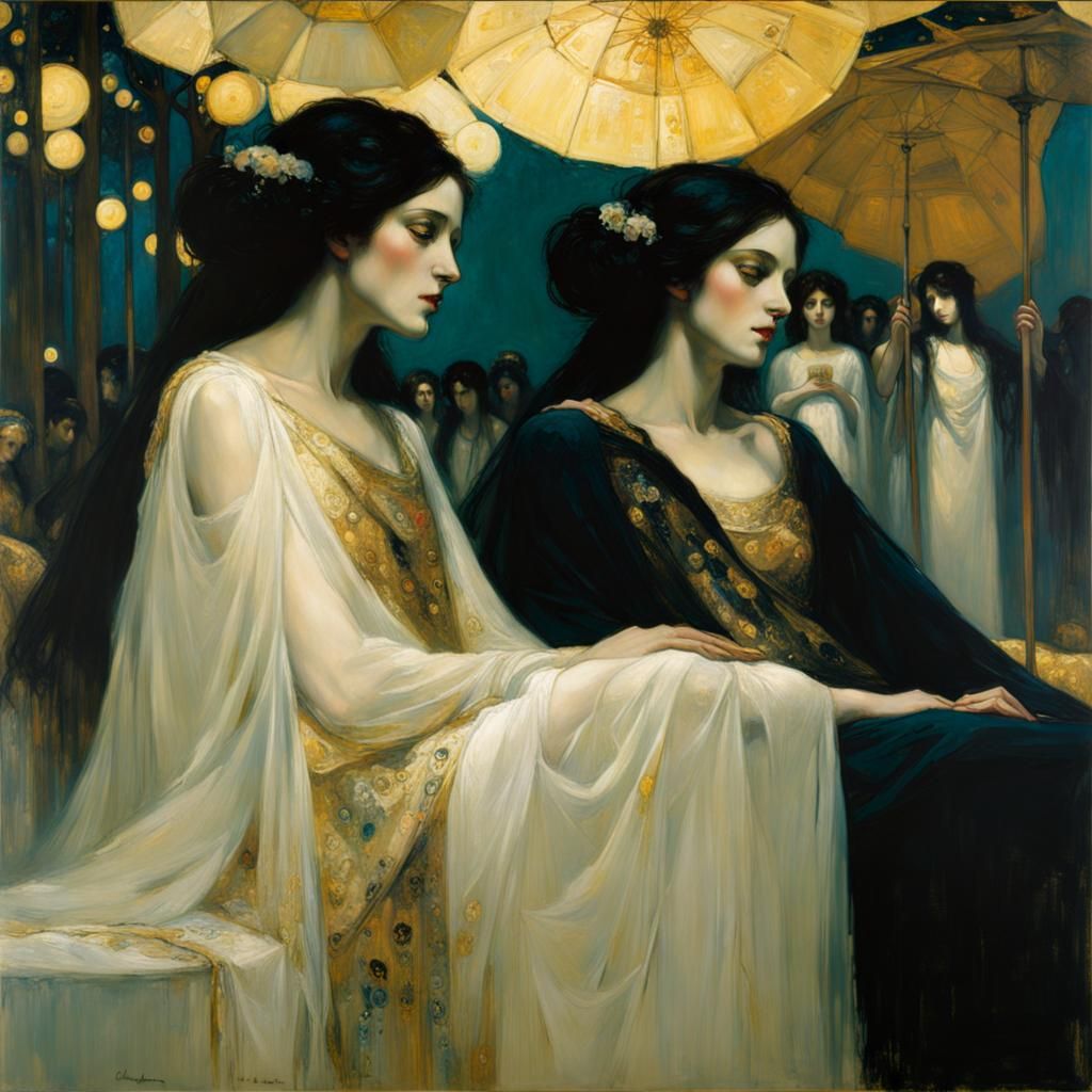 "The daughters of King Lear" by Gustav Klimt and Jeremy Mann
