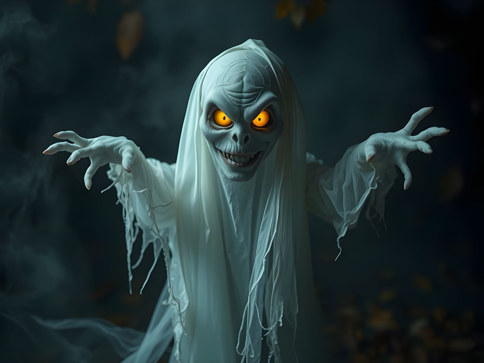 Surreal Ghostly Figure Emerges from Autumnal Mist