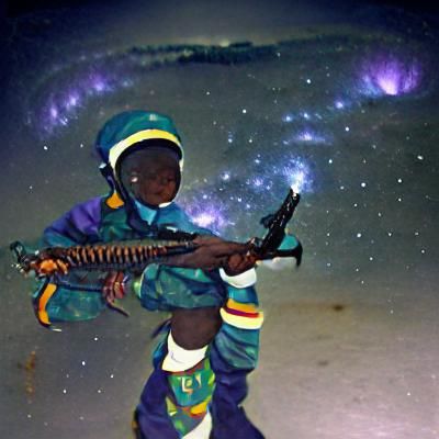 Child Soldier in Cosmic Dreamscape