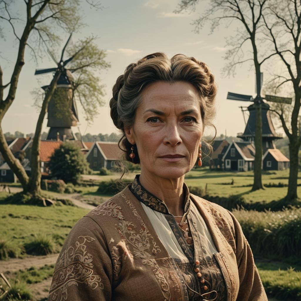 Dutch Woman Portrait in Traditional Style