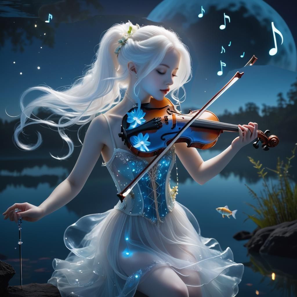 Ethereal Fairy Plays Bioluminescent Violin