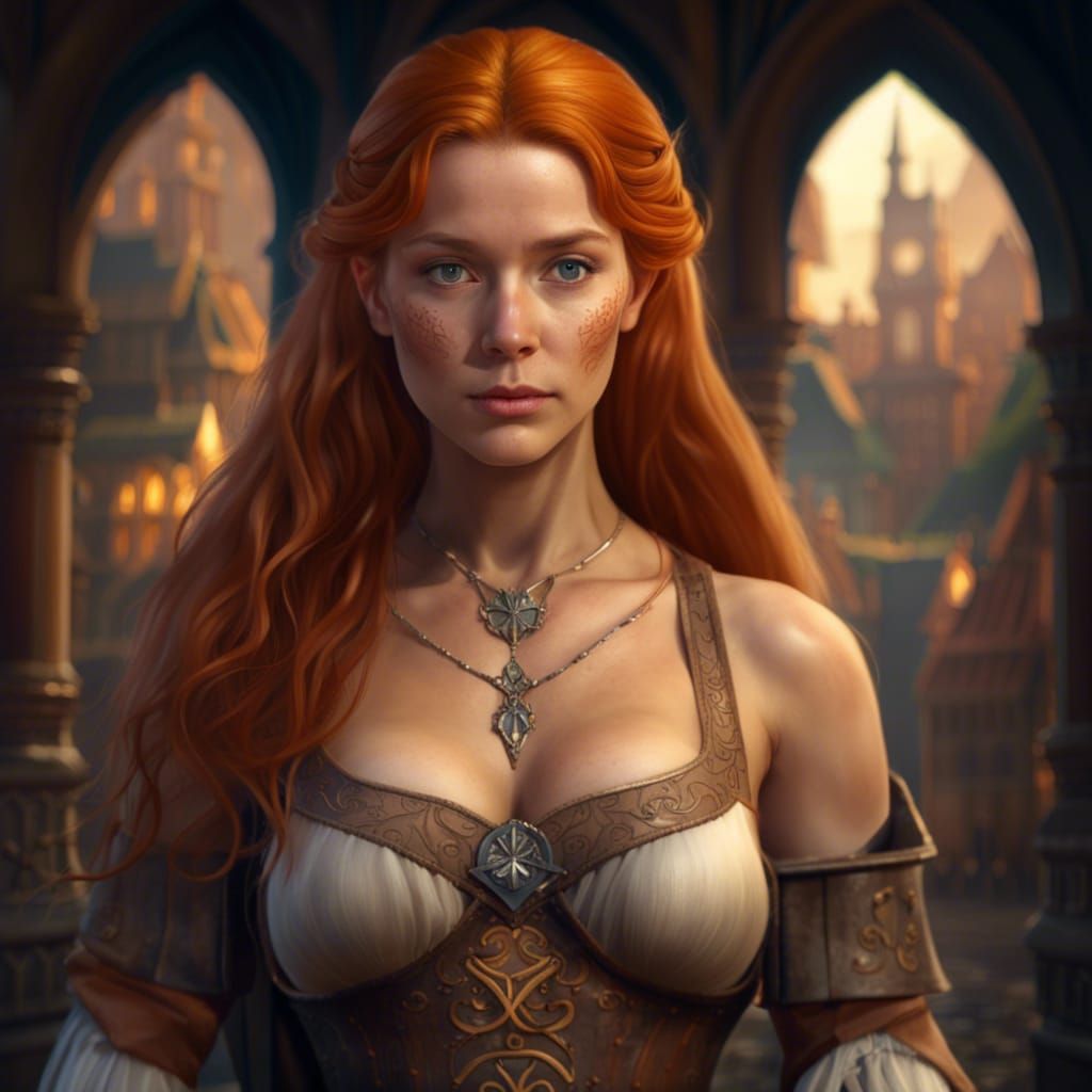 Medieval Ginger Girl: Detailed Fantasy Concept Art